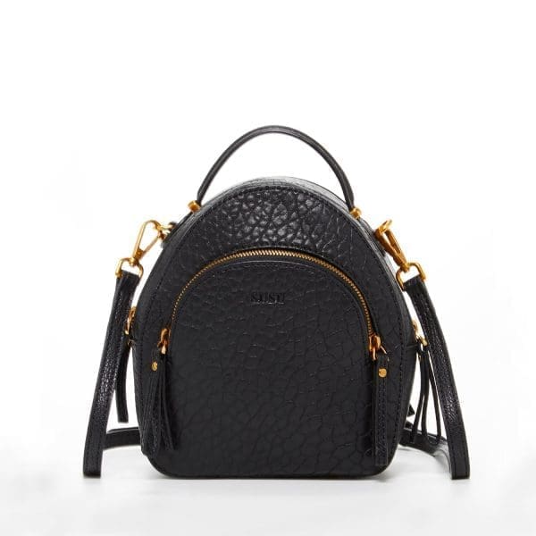 SUSU Amanda Black Leather Backpack - Convertible