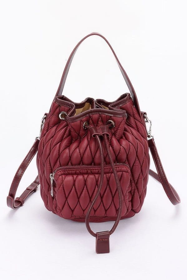 Beautiful Quilted Bucket Bag - Faux Leather - Image 7
