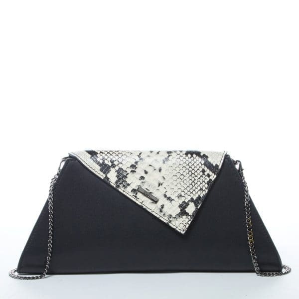 SUSU Angelica Black Leather Clutch Bag - Snakeskin