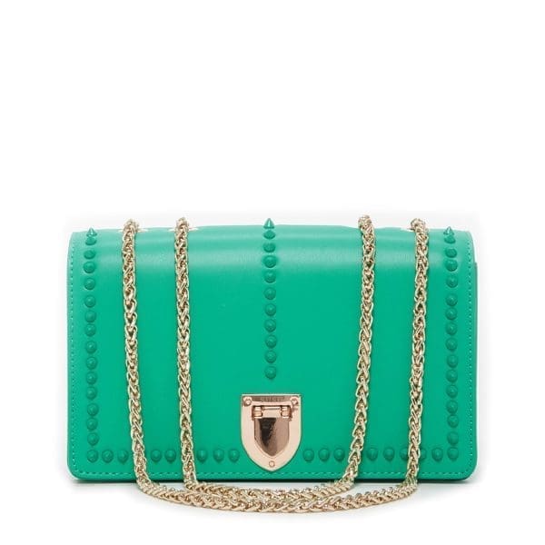 SUSU Josie Green Leather Shoulder Bag - With Chain Strap
