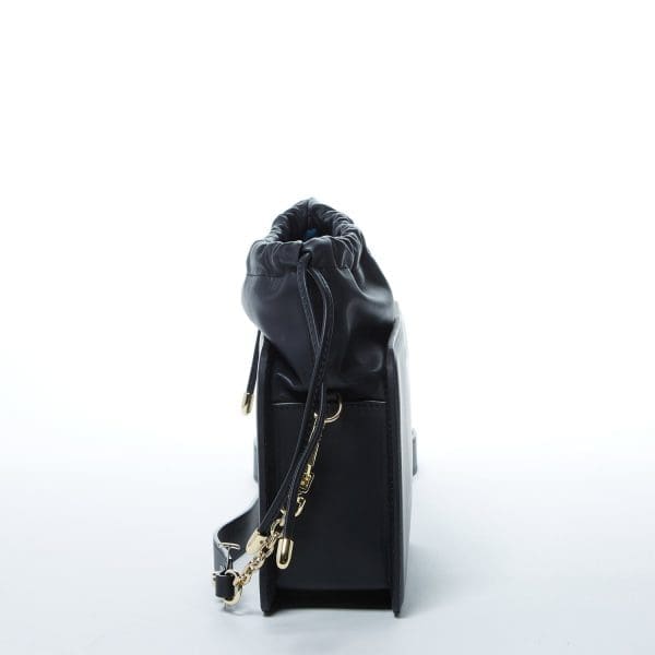 SUSU Patricia Black Leather Shoulder Bag - Drawstring - Image 3