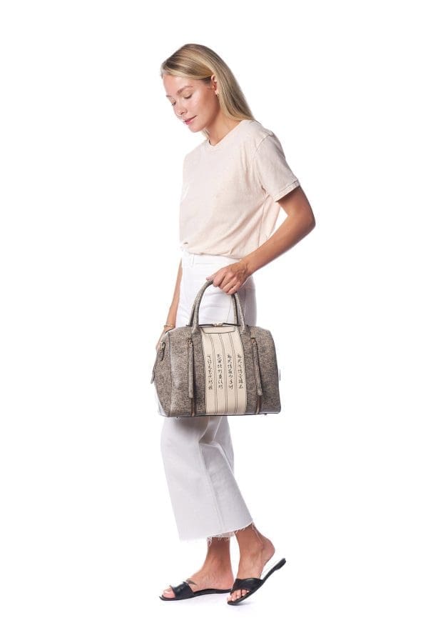Bellorita - Calligraphy Brown Satchel Crossbody Bag - Image 7