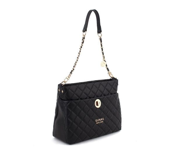 Gunas New York - Koi - Black Quilted Vegan Leather Crossbody Bag - Image 5