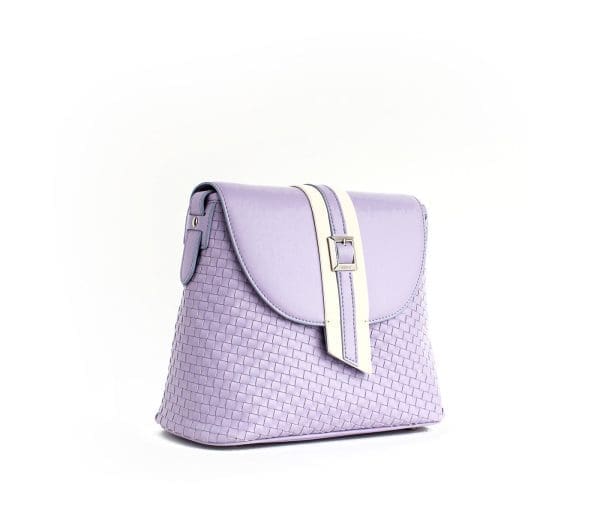 Gunas New York - Kate - Lilac Vegan Basket Weave Crossbody Bag - Image 2