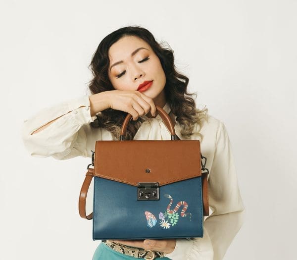 Gunas New York - Simone - Blue Vegan Leather Crossbody Bag - Image 6