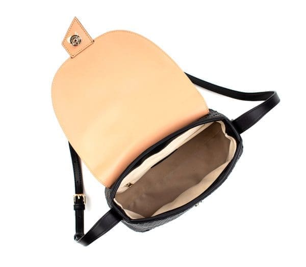 Gunas New York - Kate - Black Vegan Basket Crossbody Bag - Image 4
