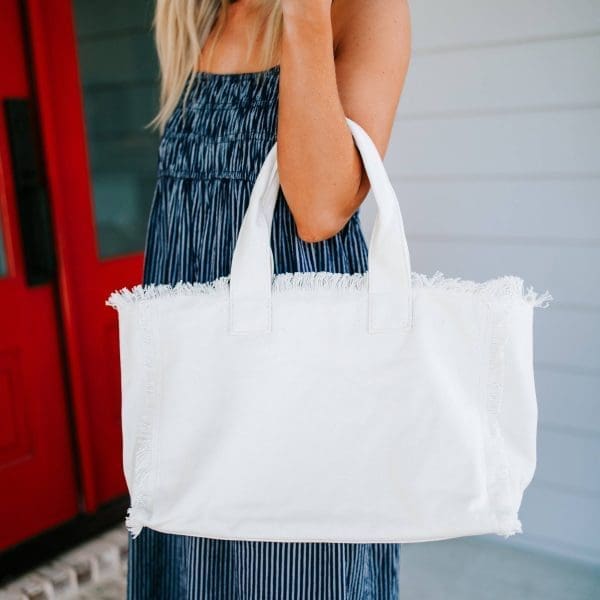 Threaded Pear Presley Fray Canvas Tote - Image 4