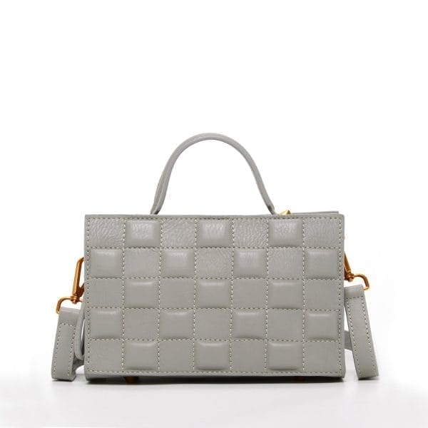 SUSU Quilted Gray Leather Crossbody Bag - Free Shipping