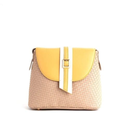 Gunas New York - Kate - Nude Vegan Basket Shoulder Bag