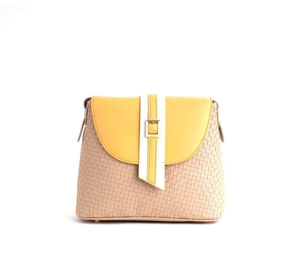 Gunas New York - Kate - Nude Vegan Basket Shoulder Bag
