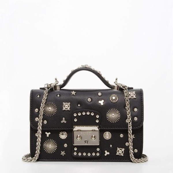 SUSU The Hollywood Black Leather Crossbody Bag - Studded