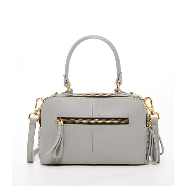SUSU Kayla Light Gray Weave Leather Crossbody Bag - Image 3