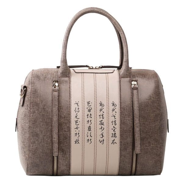 Bellorita - Calligraphy Brown Satchel Crossbody Bag - Image 9