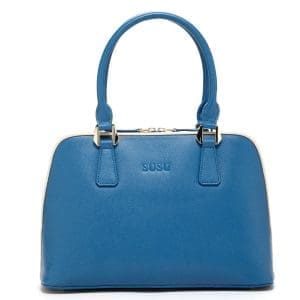 SUSU Melissa Blue Saffiano Leather Top-Handle Bag - Wonderful Bag