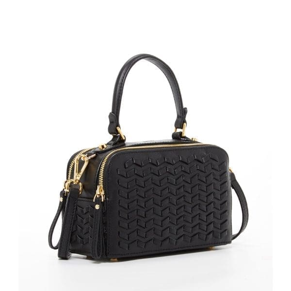 SUSU Kayla Black Woven Leather Crossbody Bag - Stylish Accessory - Image 2