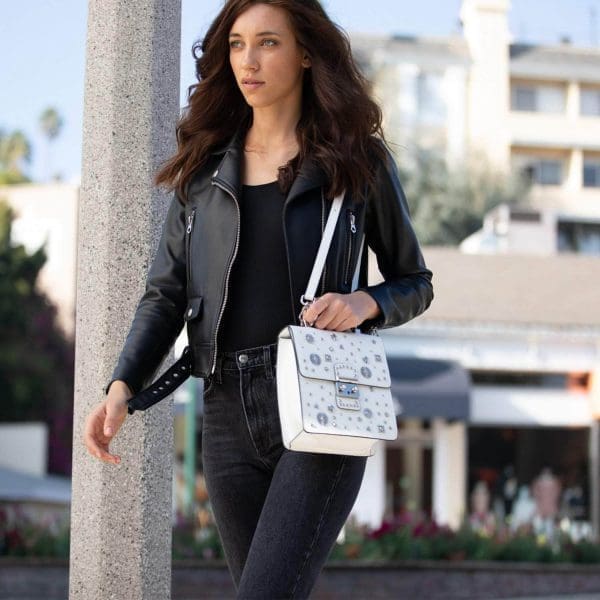SUSU The Hollywood White Leather Backpack - Stylish One - Image 10