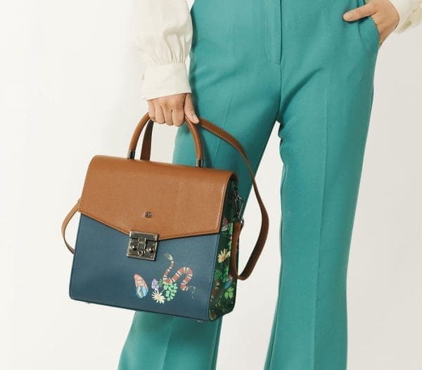 Gunas New York - Simone - Blue Vegan Leather Crossbody Bag - Image 7