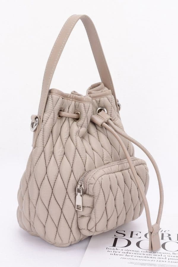 Beautiful Quilted Bucket Bag - Faux Leather - Image 2
