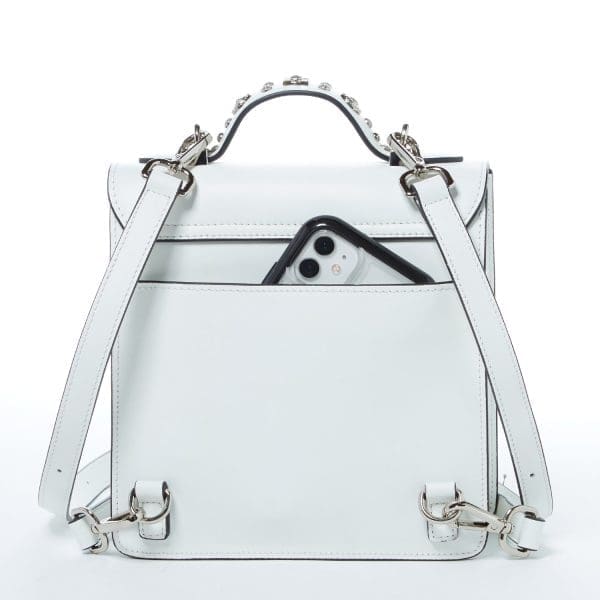 SUSU The Hollywood White Leather Backpack - Stylish One - Image 7