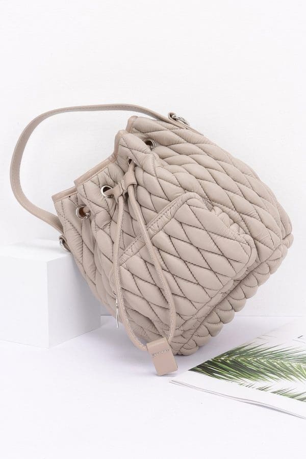 Beautiful Quilted Bucket Bag - Faux Leather - Image 3