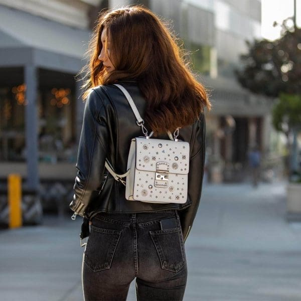SUSU The Hollywood White Leather Backpack - Stylish One - Image 11