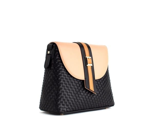 Gunas New York - Kate - Black Vegan Basket Crossbody Bag - Image 2