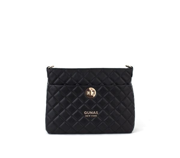 Gunas New York - Koi - Black Quilted Vegan Leather Crossbody Bag - Image 2