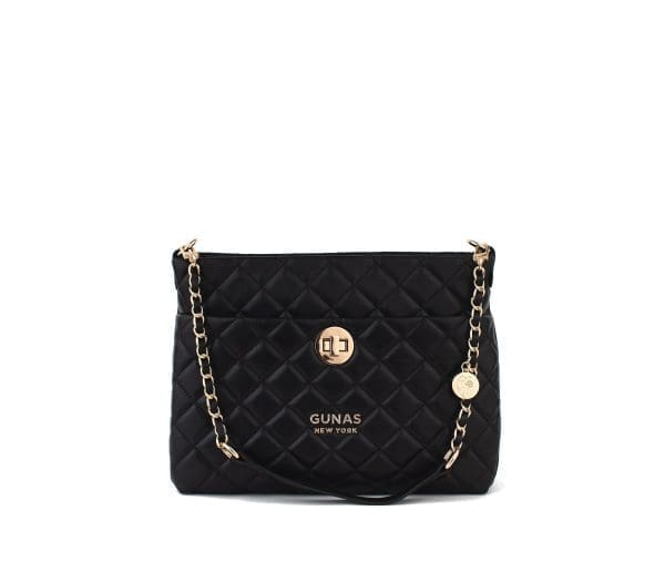 Gunas New York - Koi - Black Quilted Vegan Leather Crossbody Bag