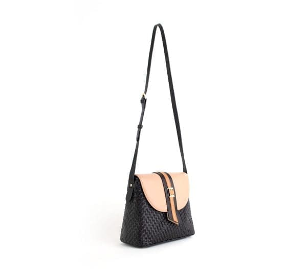 Gunas New York - Kate - Black Vegan Basket Crossbody Bag - Image 5