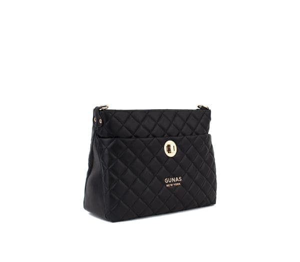 Gunas New York - Koi - Black Quilted Vegan Leather Crossbody Bag - Image 4