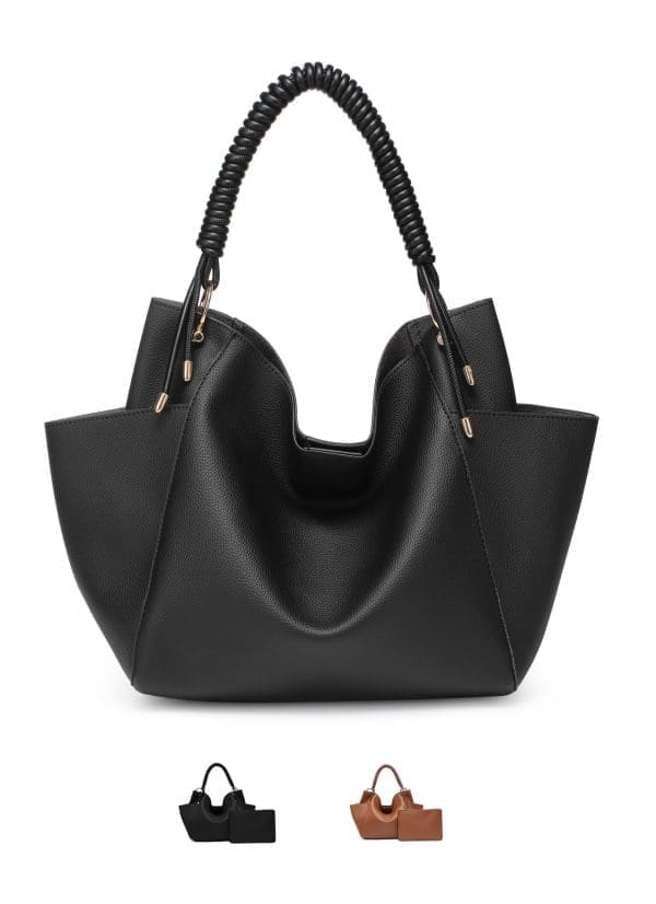 Shomico Soft Hobo Bag With Woven Handle - Elegant