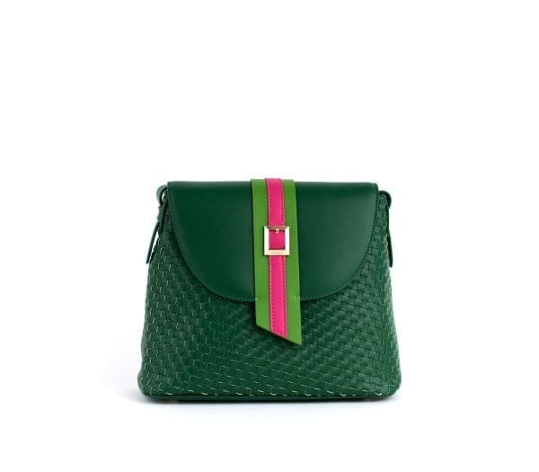 Gunas New York - Kate - Green Vegan Basket Crossbody Bag