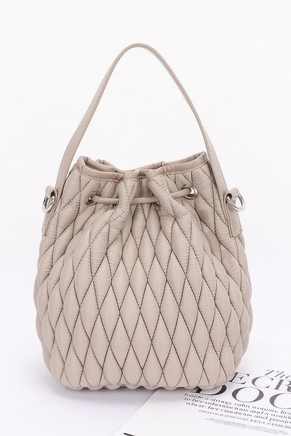 Beautiful Quilted Bucket Bag - Faux Leather - Image 5