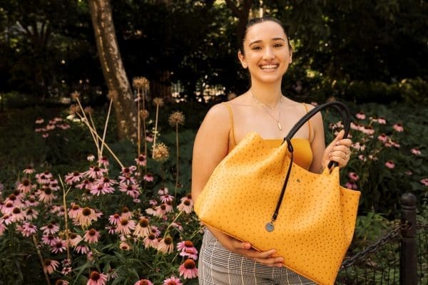 Gunas New York - Naomi - Yellow Vegan Leather Tote Bag - Image 6