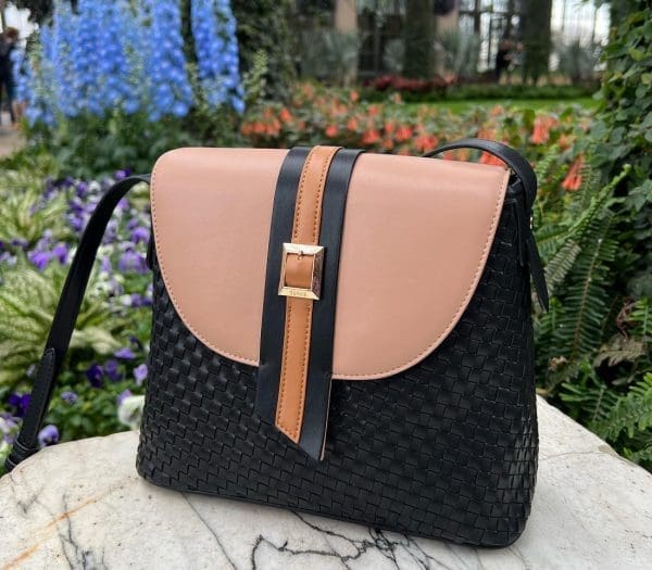 Gunas New York - Kate - Black Vegan Basket Crossbody Bag - Image 8