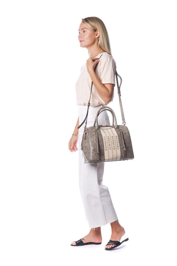 Bellorita - Calligraphy Brown Satchel Crossbody Bag - Image 8