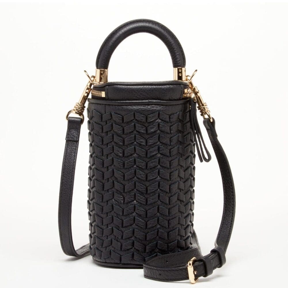SUSU Elsa Small Black Leather Crossbody Bag - Bucket Design - Image 4