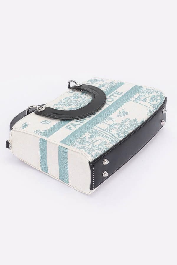 Beautiful Embroidery Tote Bag - Faux Leather - Image 4
