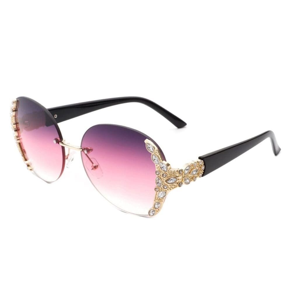 Cramilo Eyewear Jadeisle Oval Rhinestone Sunglasses