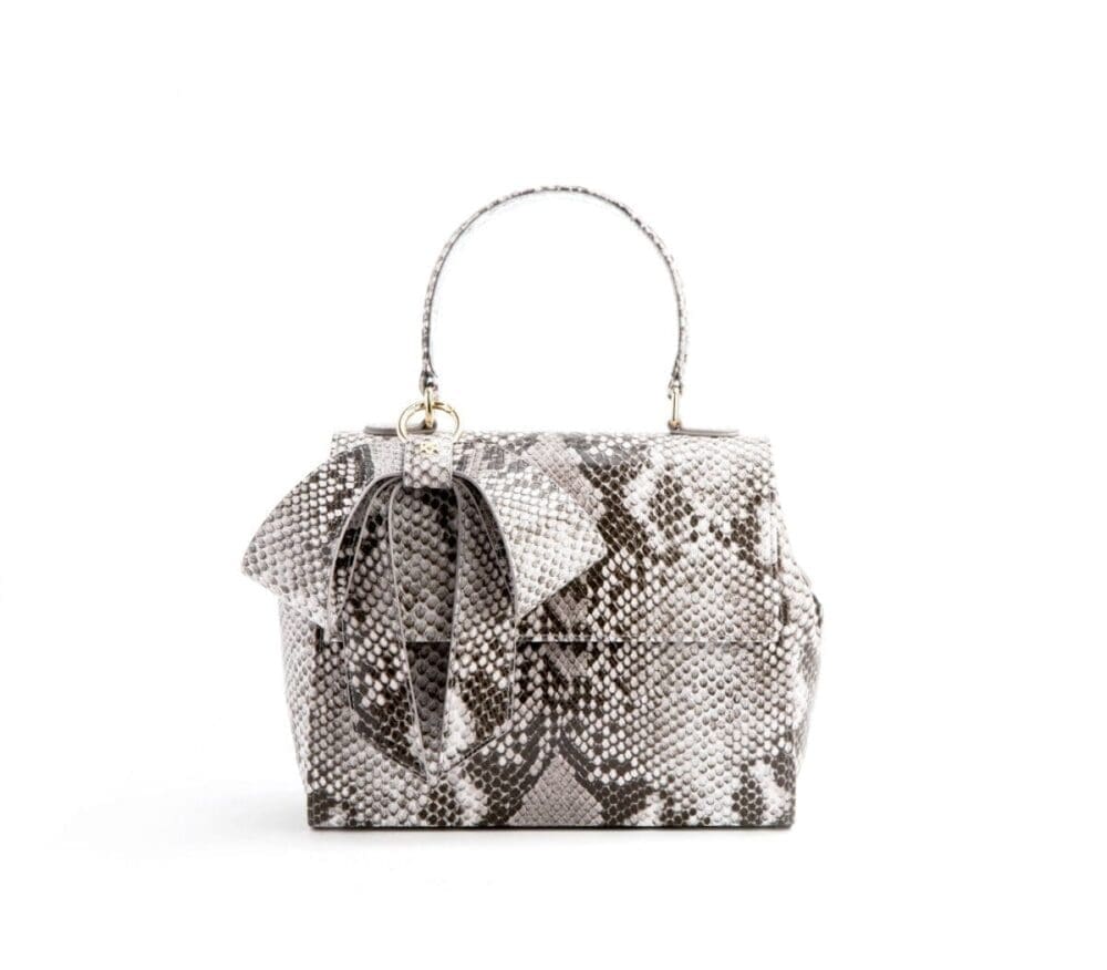 Gunas New York Cottontail Black White Snake Texture Crossbody Bag