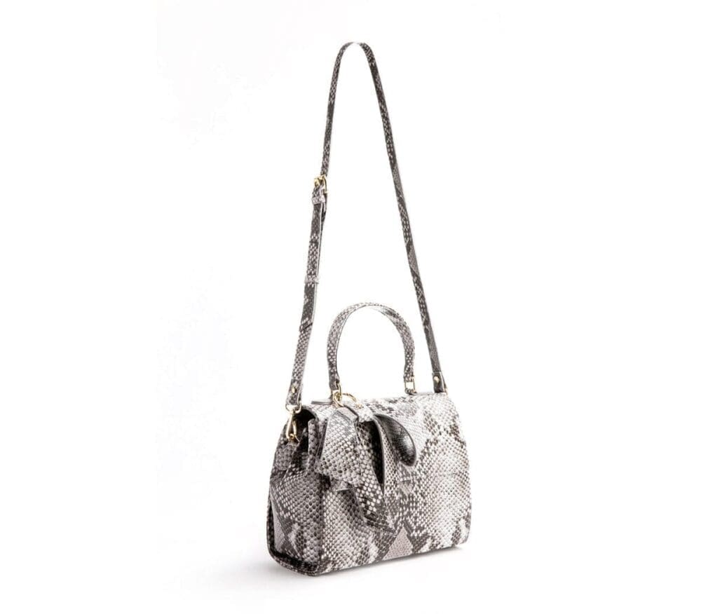 Gunas New York Cottontail Black White Snake Texture Crossbody Bag 3