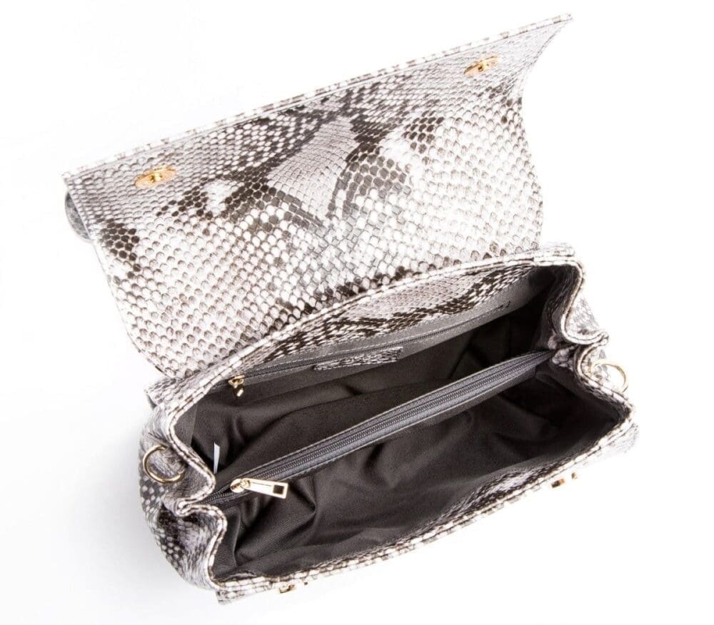 Gunas New York Cottontail Black White Snake Texture Crossbody Bag 5