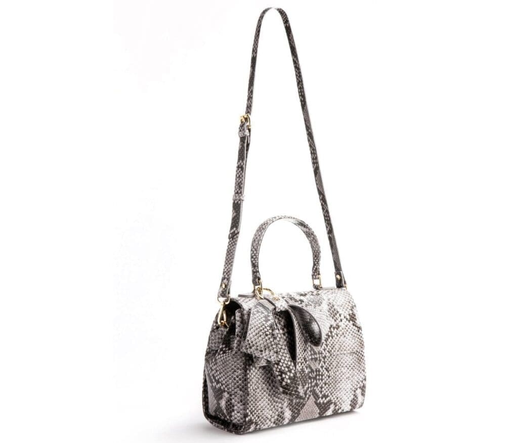 Gunas New York Cottontail Black White Snake Texture Crossbody Bag 6