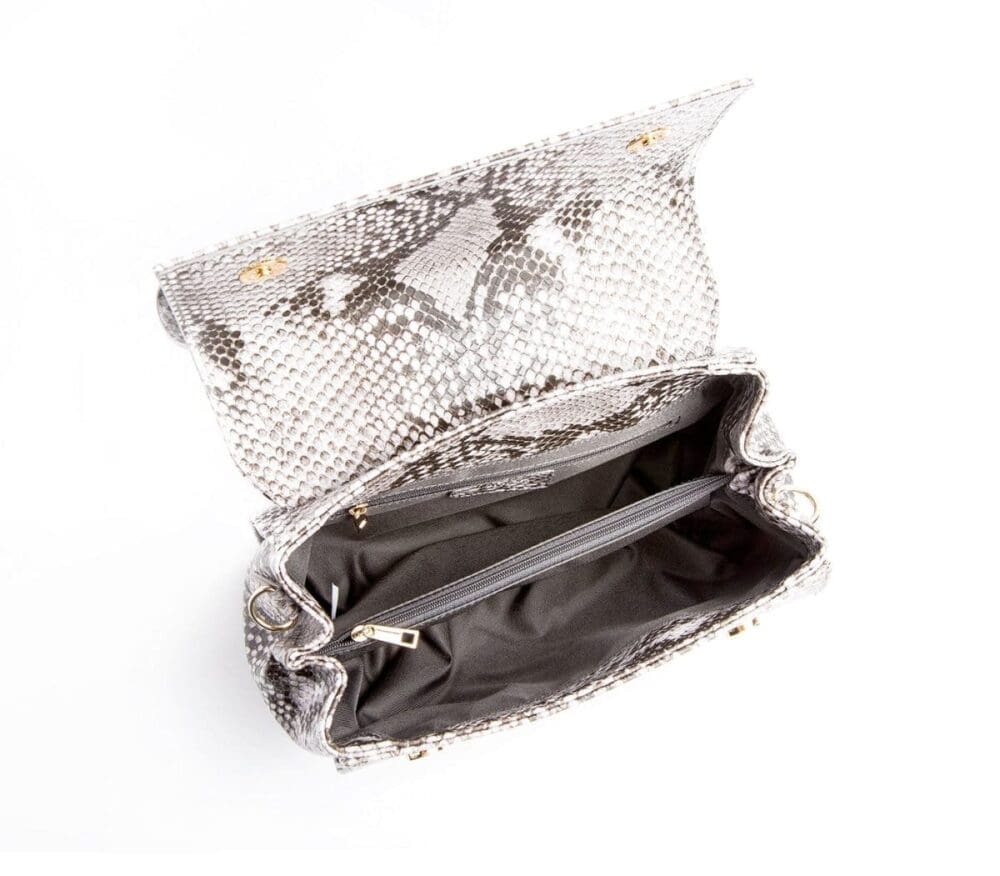 Gunas New York Cottontail Black White Snake Texture Crossbody Bag 7