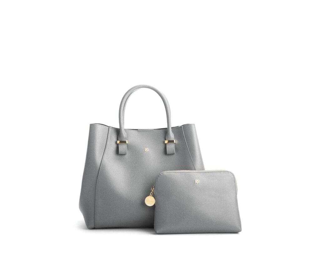 Gunas New York Jane Grey Vegan Leather Top Handle Bag