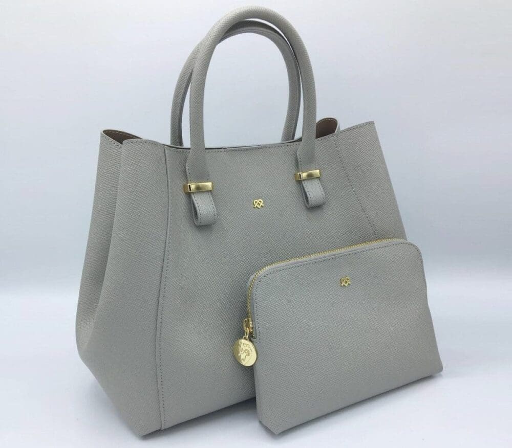 Gunas New York Jane Grey Vegan Leather Top Handle Bag 12
