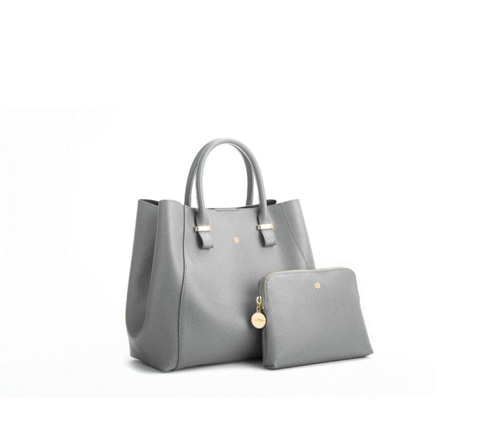 Gunas New York Jane Grey Vegan Leather Top Handle Bag 2