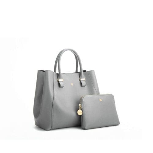 Gunas New York Jane Grey Vegan Leather Top Handle Bag 2