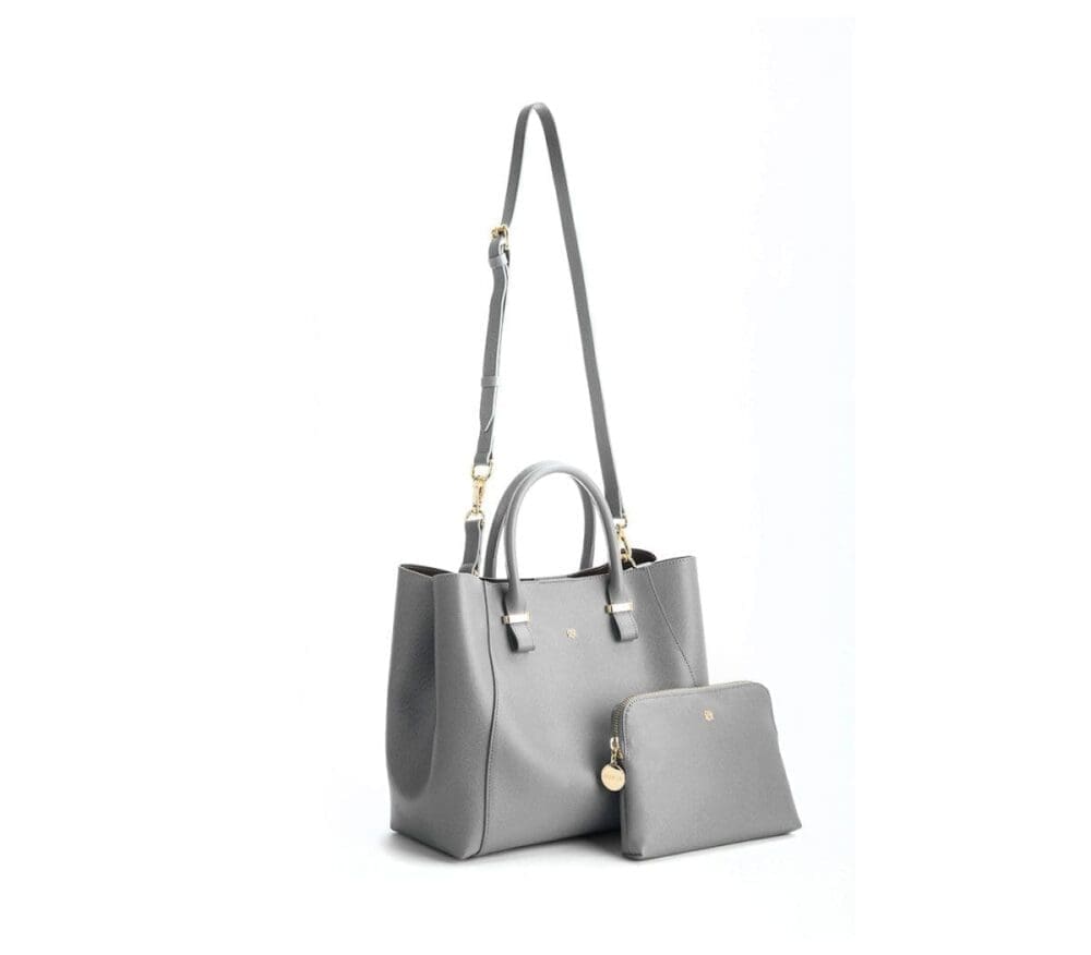 Gunas New York Jane Grey Vegan Leather Top Handle Bag 4