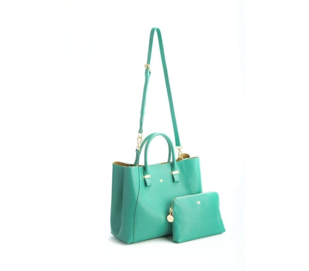 Gunas New York Jane Tiffany Blue Vegan Leather Satchel 3